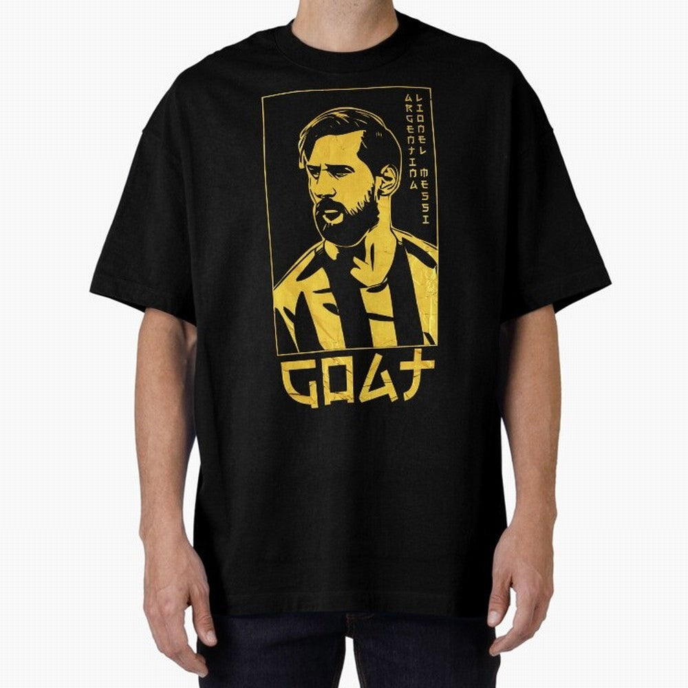 Lionel Messi Golden Style Portrait art illustration Classic T-Shirt Spotlight FIFA World Cup 2026 Made for Mbappe, Spain and Netherlands Energy, Retro Football Energy, Iconic Rivalries, Trophy Chase Drama and Stadium Atmosphere; Ideal for Football