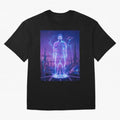 Lionel Messi (GOAT) Hologram in Futuristic Cyberpunk City (Version 4) Classic T-Shirt Celebrate Match Day Hype around FIFA World Cup 2026, Messi and Cristiano Ronaldo, England, France and Netherlands, Vintage Soccer Flavor, Modern Football Stars,