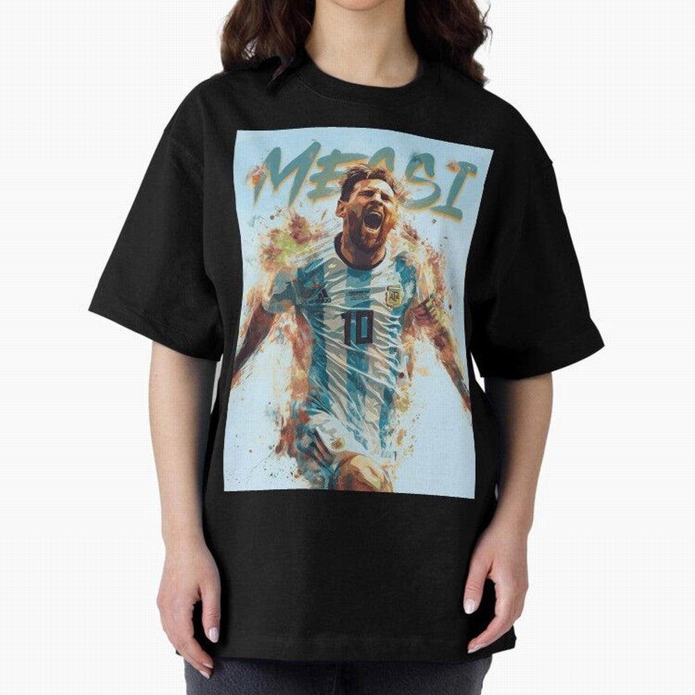 Messi The GOAT Oversized T-Shirt Celebrate National Team Dreams in Global Football Passion for FIFA World Cup 2026 Group Stage, Capturing CR7, Brazil, Vintage Soccer Flavor, Modern Football Stars, National Flags and Final Night Emotion; Built for