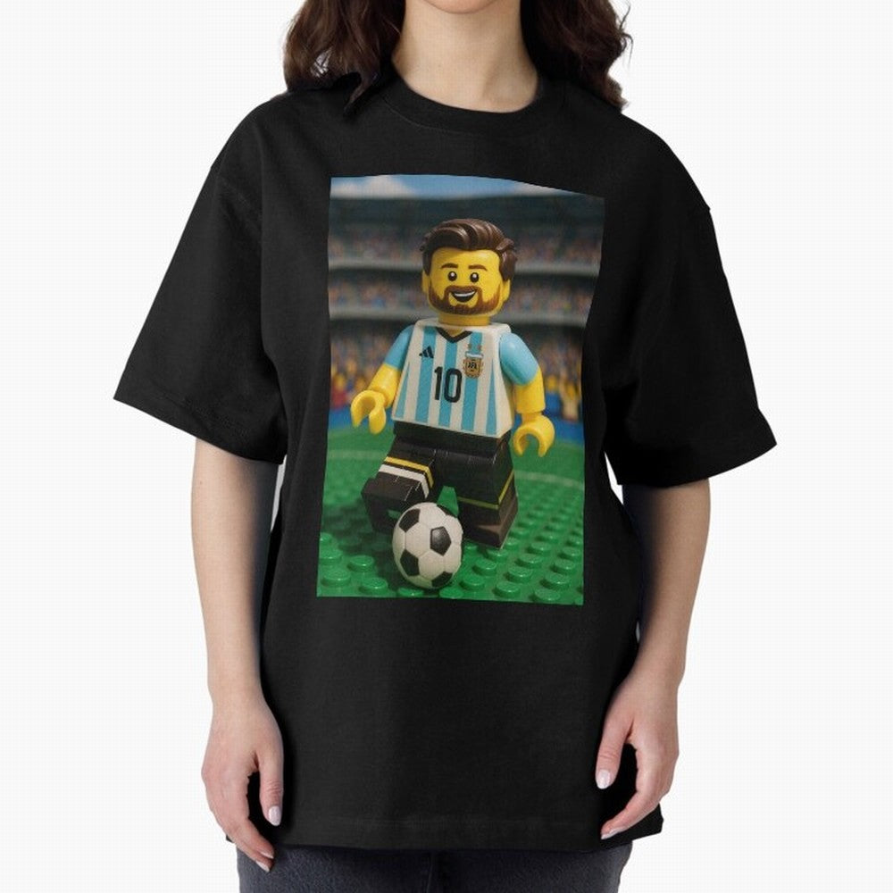 Block Leo Oversized T-Shirt Relive Legendary Nights from FIFA World Cup 2026 Featuring Haaland and Mbappe, Portugal Energy, Vintage Soccer Flavor, Modern Football Stars, National Flags and Final Night Emotion; Ideal for Fans Who Follow Messi,
