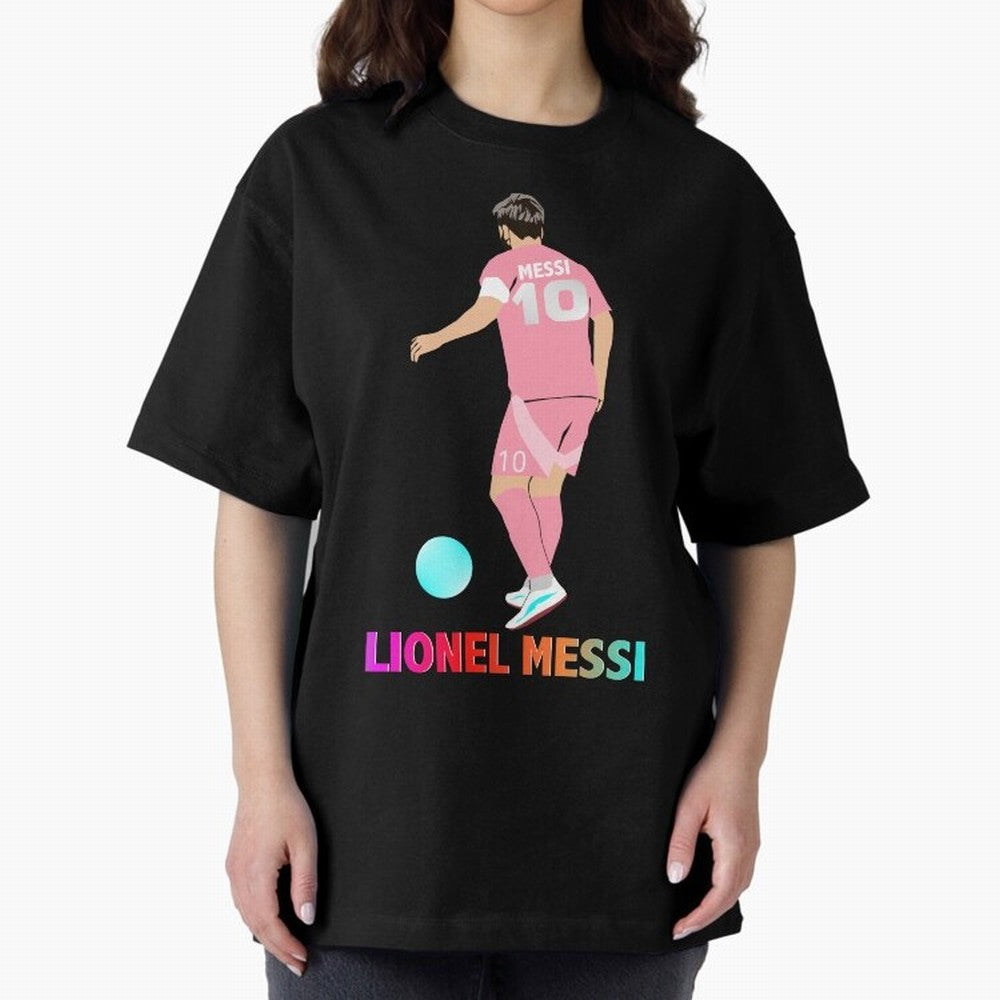 Lionel Messi illustration Oversized T-Shirt Show Championship Spirit for the FIFA World Cup 2026 USA Canada Mexico Journey through Neymar Highlights, Netherlands Pride, Tournament Hype, Historic Matchups, Family Viewing Parties and Global Sports