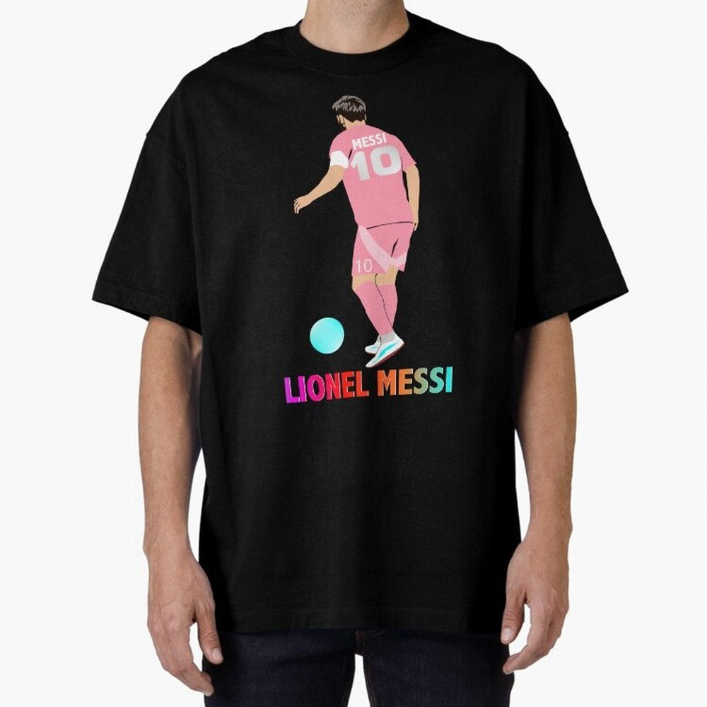 Lionel Messi illustration Oversized T-Shirt Show Championship Spirit for the FIFA World Cup 2026 USA Canada Mexico Journey through Neymar Highlights, Netherlands Pride, Tournament Hype, Historic Matchups, Family Viewing Parties and Global Sports