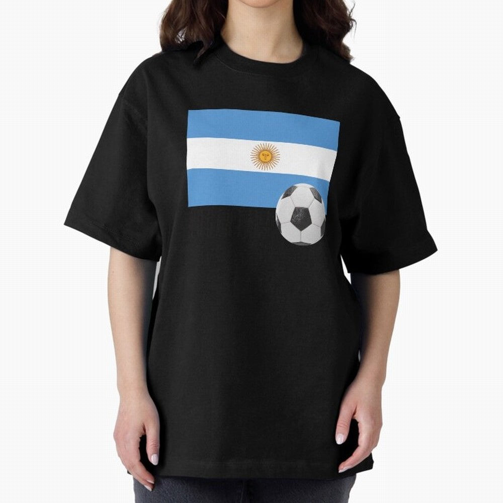 Flag of Argentina with a Football Oversized T-Shirt Embrace FIFA World Cup 2026 Group Stage Spirit, Built around Germany, Haaland, Goal Celebration Energy, Supporter Heritage, Football Icons and Worldwide Tournament Joy; Created for Match Day