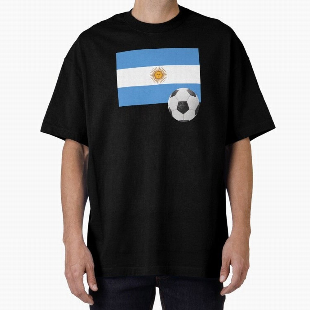 Flag of Argentina with a Football Oversized T-Shirt Embrace FIFA World Cup 2026 Group Stage Spirit, Built around Germany, Haaland, Goal Celebration Energy, Supporter Heritage, Football Icons and Worldwide Tournament Joy; Created for Match Day
