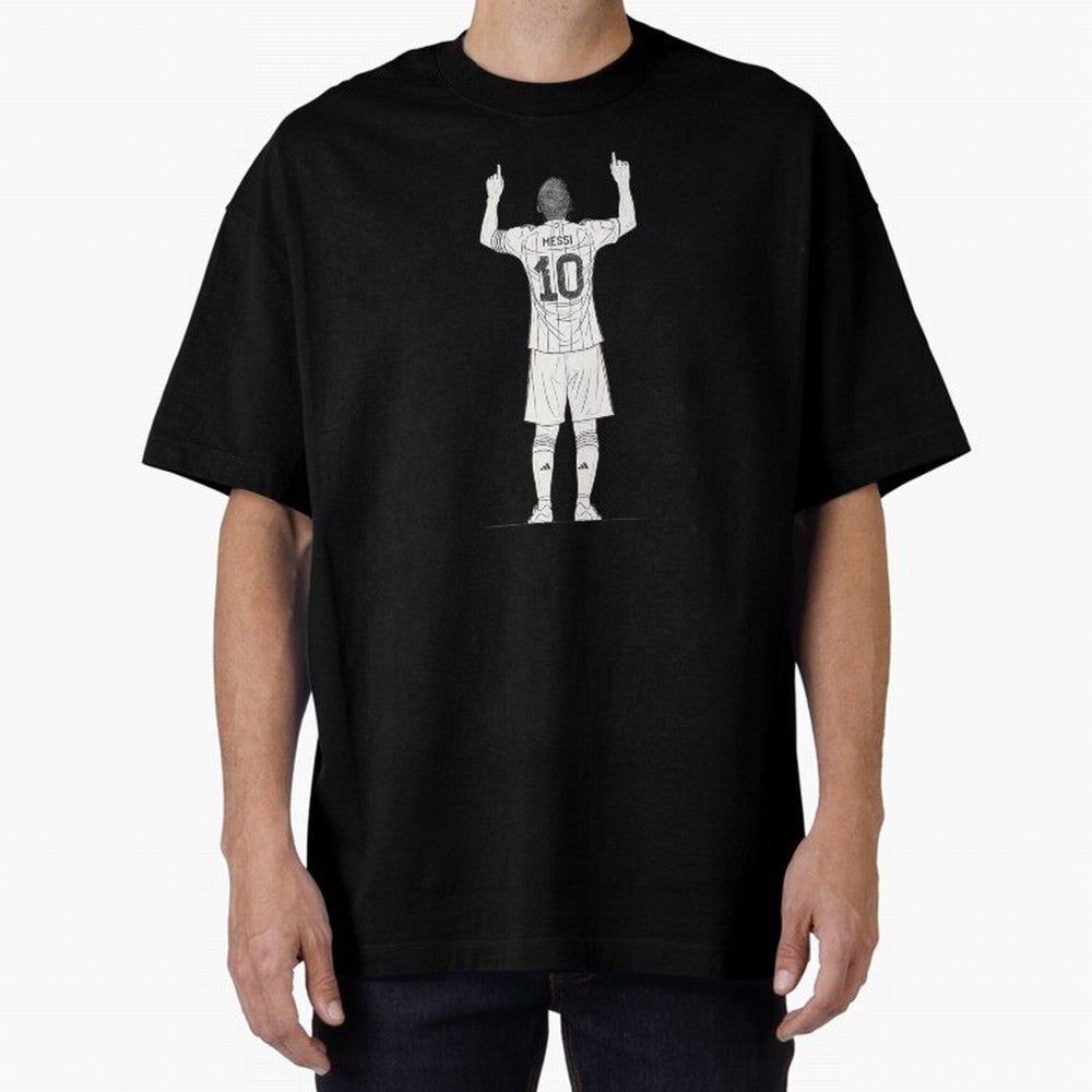 Lionel Messi minimalist sketch Oversized T-Shirt Keep Football History Alive during FIFA World Cup 2026 USA Canada Mexico Spirit, Made for Spain, Mbappe, Sports Nostalgia, International Competition, Famous Players and Unforgettable Victories; Ideal