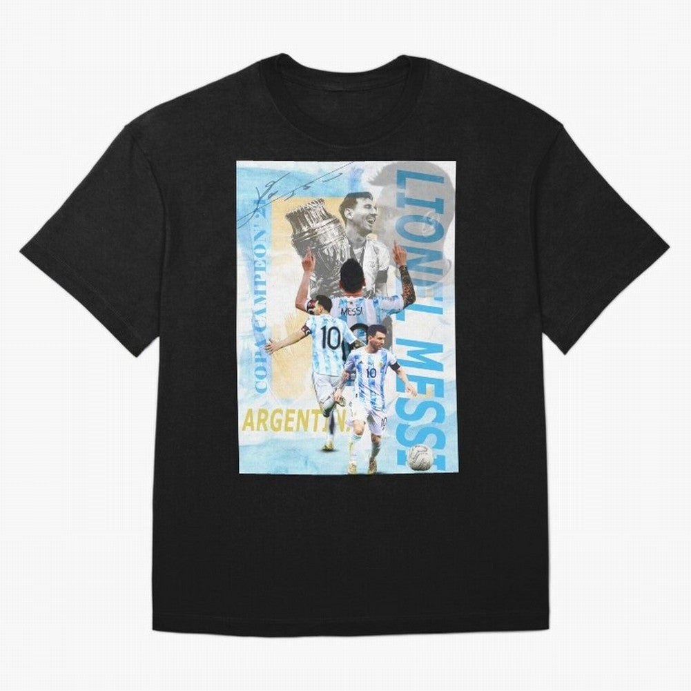 Lionel Messi Argentina Champion Poster Classic T-Shirt Keep the Match Day Mood of the FIFA World Cup 2026 Journey through Mbappe and Neymar Highlights, Spain Pride, Football History, Final Match Energy, Crowd Noise and Once in a Lifetime Moments;