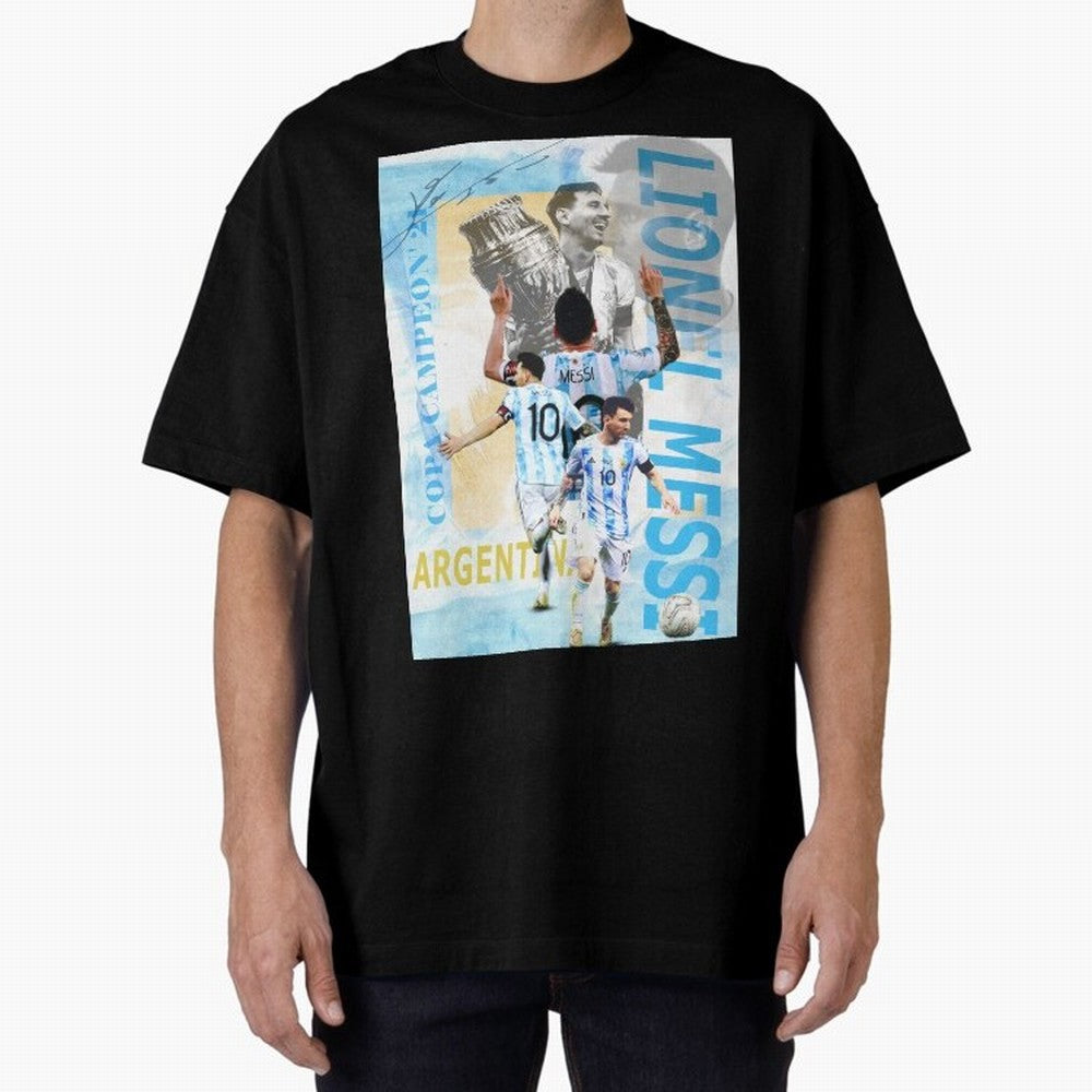 Lionel Messi Argentina Champion Poster Classic T-Shirt Keep the Match Day Mood of the FIFA World Cup 2026 Journey through Mbappe and Neymar Highlights, Spain Pride, Football History, Final Match Energy, Crowd Noise and Once in a Lifetime Moments;