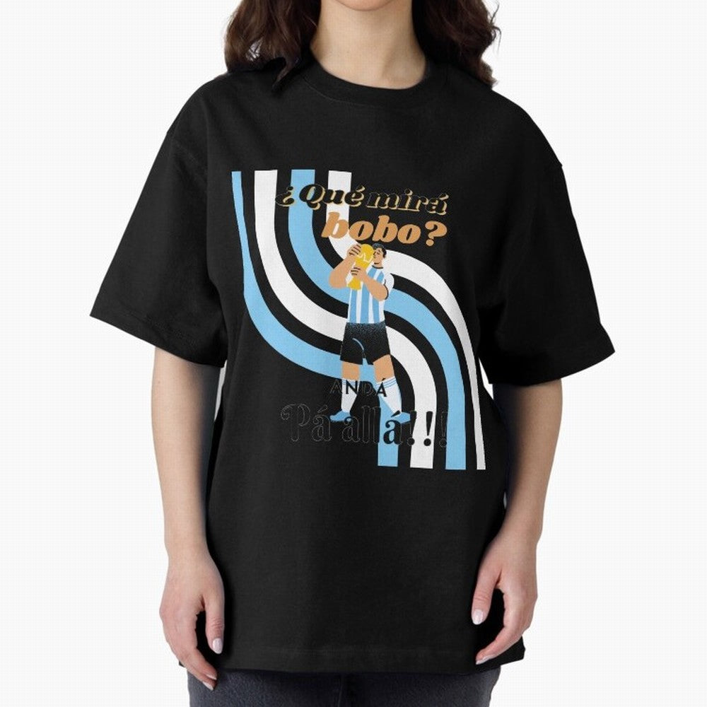 Vintage Messi Argentina Que Mira Bobo Oversized T-Shirt Relive the Noise and Pride of the FIFA World Cup 2026 USA Canada Mexico Journey through Neymar, Haaland and Cristiano Ronaldo Highlights, England Pride, Stadium Memories, Football Loyalty,