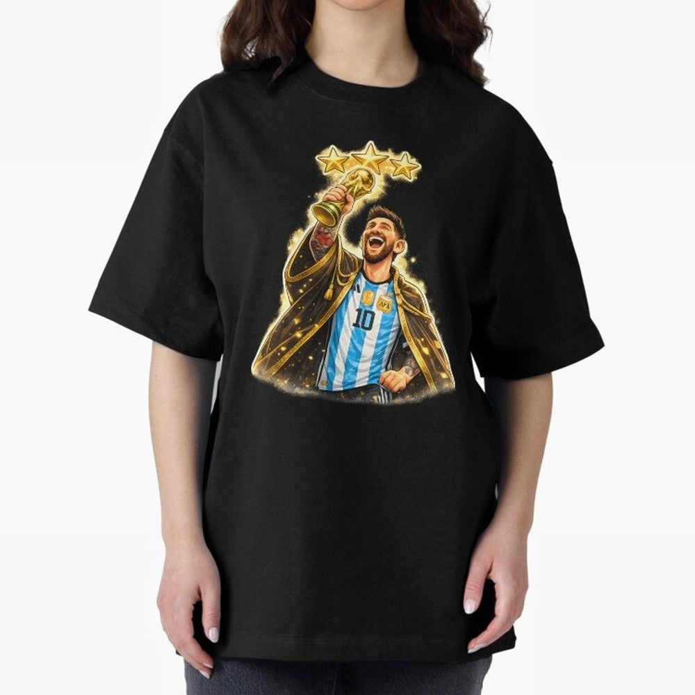 Messi King of Football World Champion ¨C Argentina 3 Stars Trophy Celebration Classic T-Shirt Join Global Football Passion for FIFA World Cup 2026 Group Stage, Built around Mbappe, Argentina and Brazil, Retro Football Energy, Iconic Rivalries,