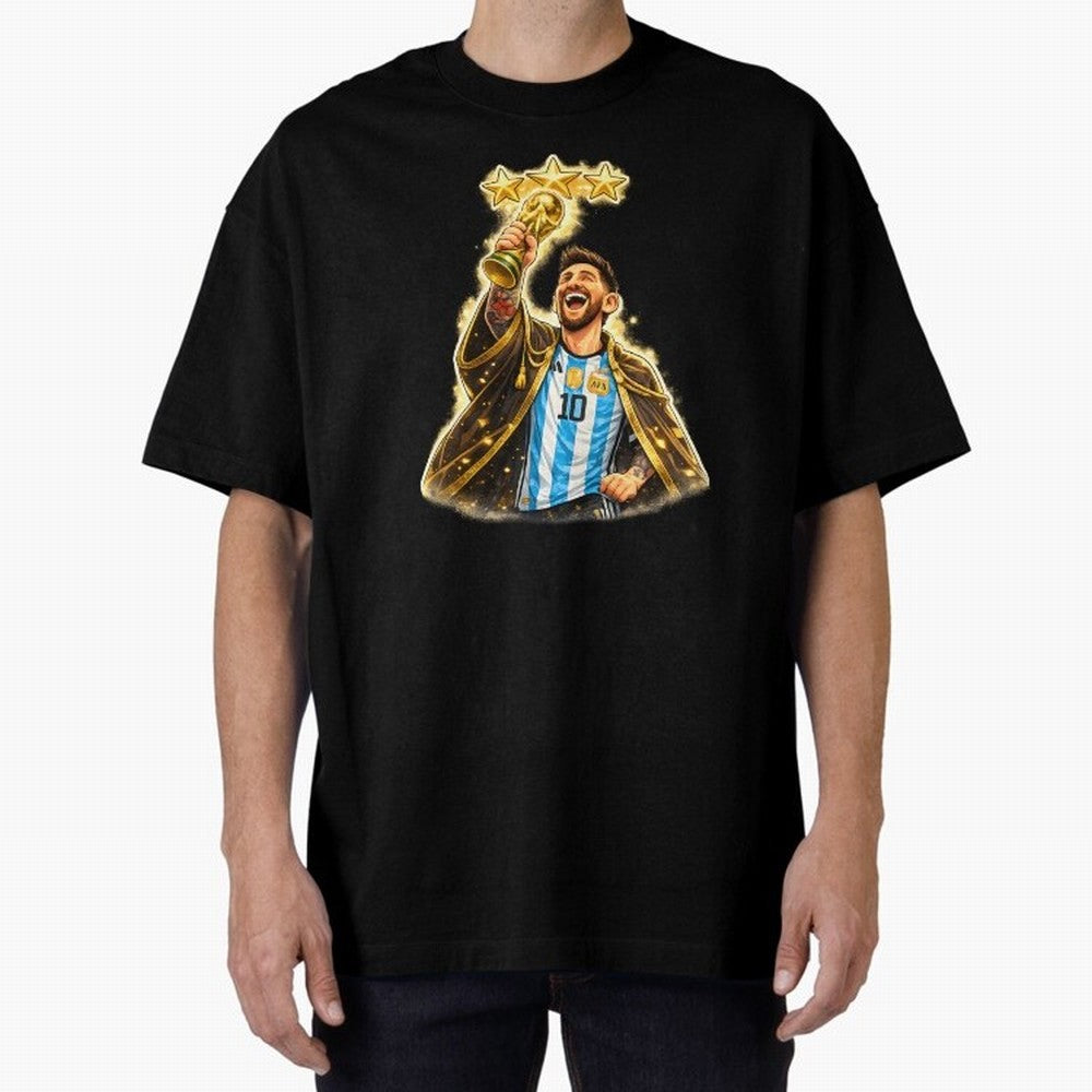 Messi King of Football World Champion ¨C Argentina 3 Stars Trophy Celebration Classic T-Shirt Join Global Football Passion for FIFA World Cup 2026 Group Stage, Built around Mbappe, Argentina and Brazil, Retro Football Energy, Iconic Rivalries,