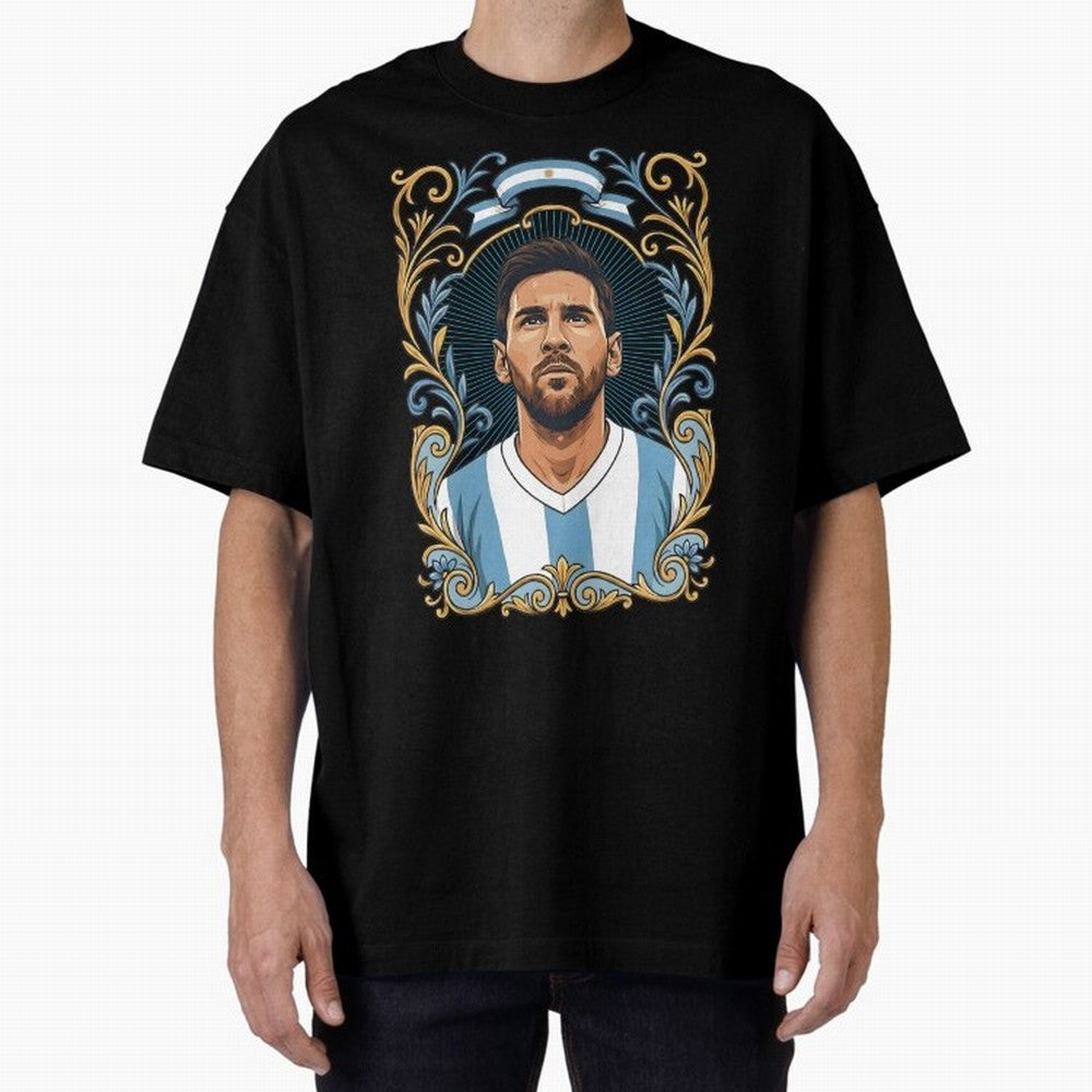 Lionel Messi Argentina Football Legend - Ornate Portrait Classic T-Shirt Celebrate Soccer Greatness during Match Day Hype around FIFA World Cup 2026, Messi, Brazil, Vintage Soccer Flavor, Modern Football Stars, National Flags and Final Night