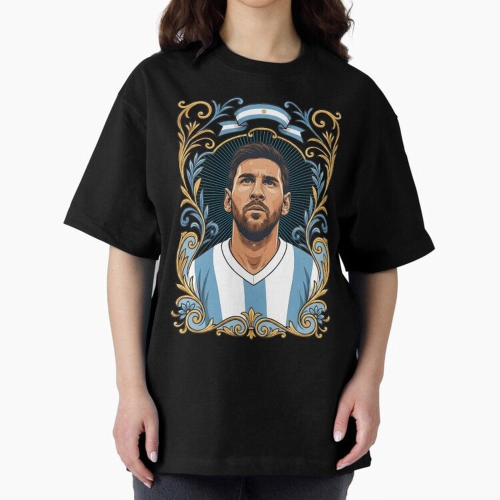 Lionel Messi Argentina Football Legend - Ornate Portrait Classic T-Shirt Celebrate Soccer Greatness during Match Day Hype around FIFA World Cup 2026, Messi, Brazil, Vintage Soccer Flavor, Modern Football Stars, National Flags and Final Night