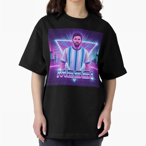 ?Argentina Football Legend Messi Cyberpunk Retro Futurist Design (Version 5) Classic T-Shirt Stand with the FIFA World Cup 2026 Journey through Neymar, Haaland and Cristiano Ronaldo Highlights, France and Portugal Pride, Fan Favorite Moments,