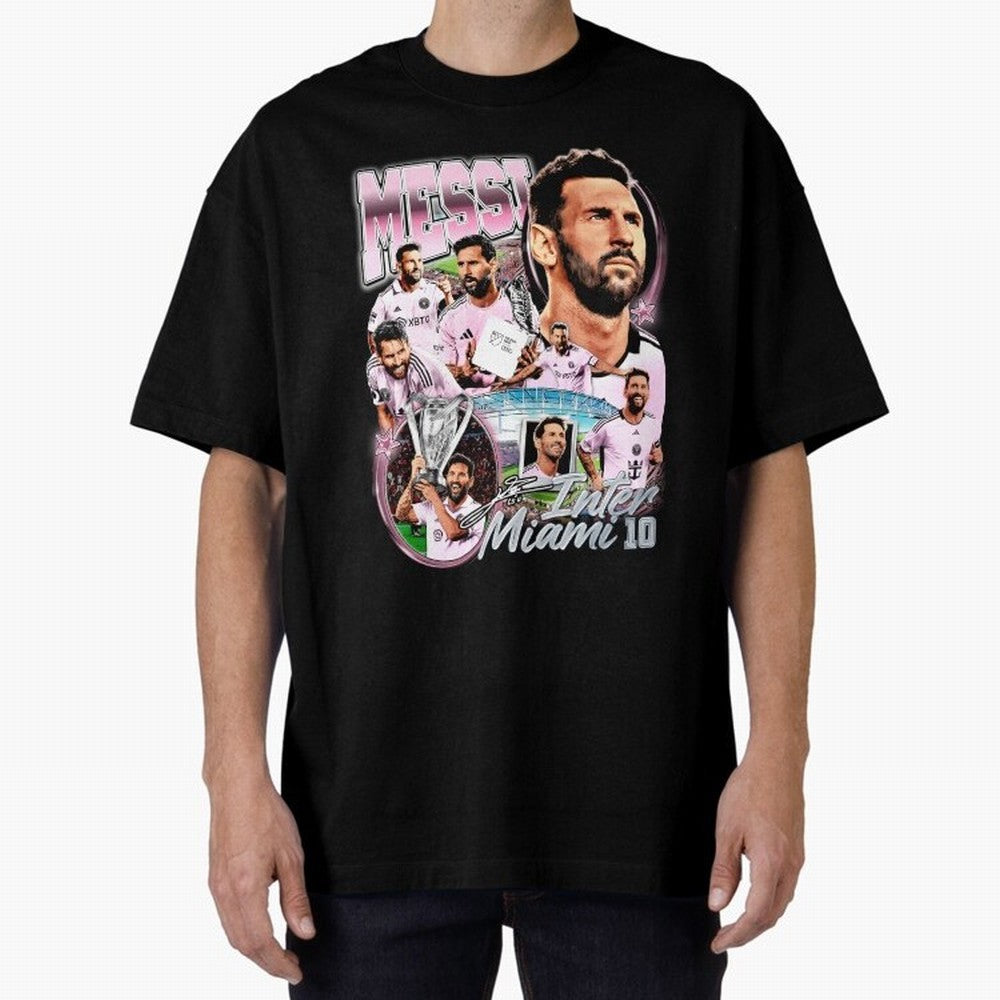 Lionel Messi Inter Miami Retro Vintage bootleg rap tee Classic T-Shirt Carry the Colors and Pride of Global Football Passion for FIFA World Cup 2026, Celebrating Messi, Brazil, Portugal and Argentina, Vintage Soccer Flavor, Modern Football Stars,