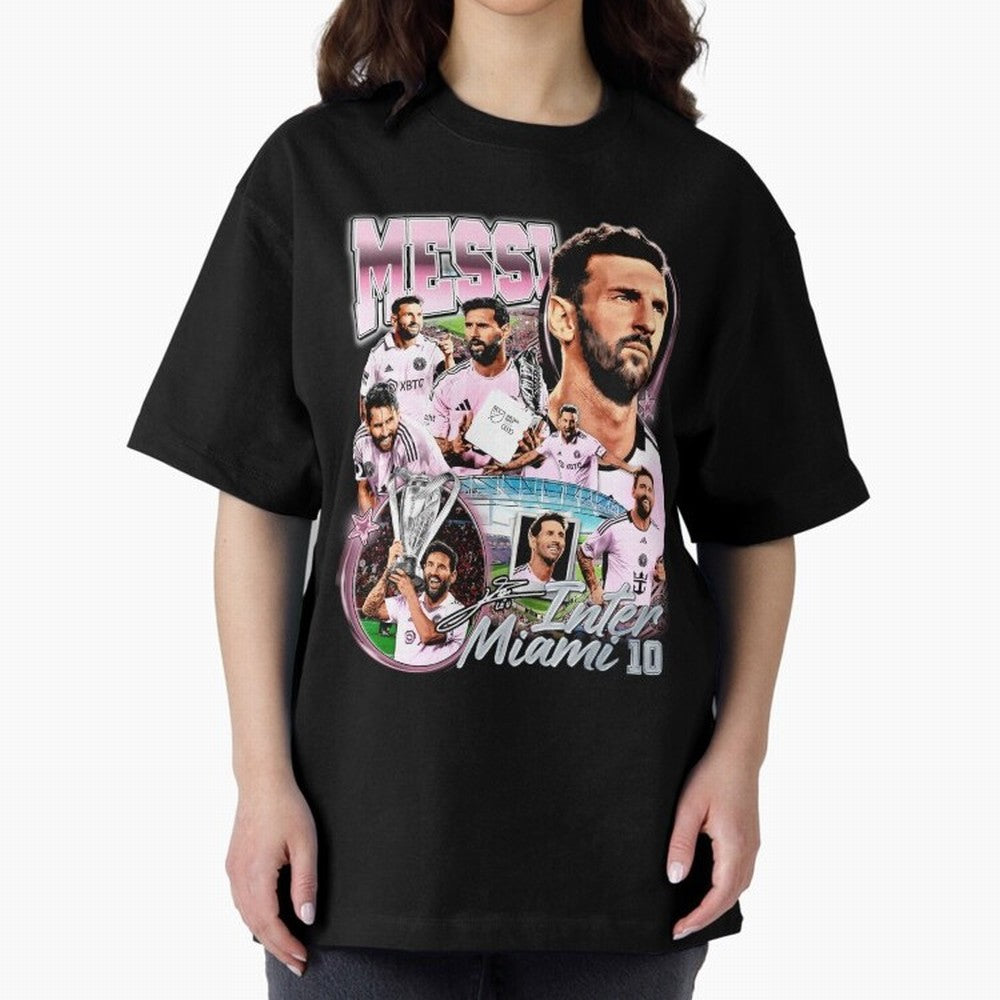 Lionel Messi Inter Miami Retro Vintage bootleg rap tee Classic T-Shirt Carry the Colors and Pride of Global Football Passion for FIFA World Cup 2026, Celebrating Messi, Brazil, Portugal and Argentina, Vintage Soccer Flavor, Modern Football Stars,
