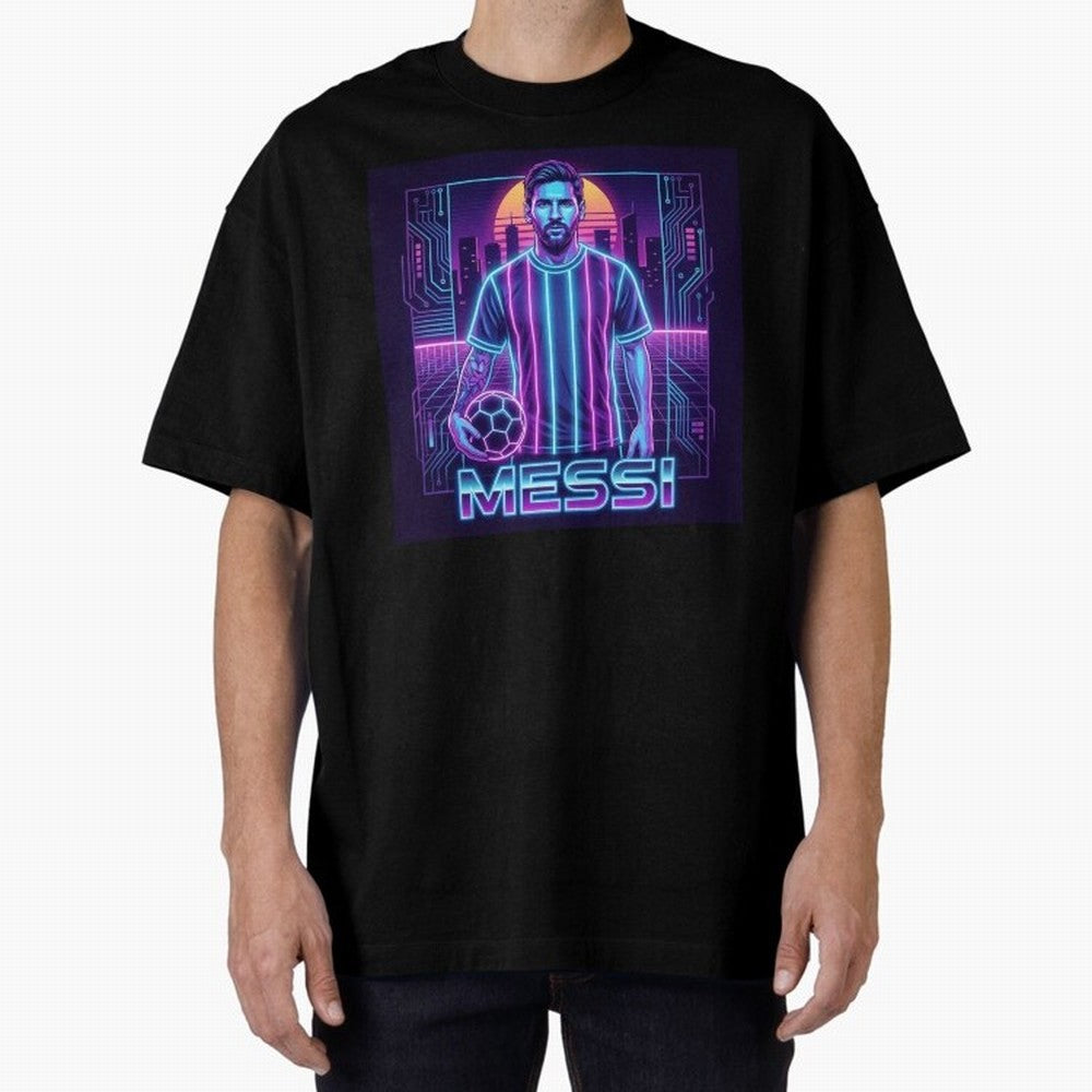 ?Argentina Football Legend Messi Cyberpunk Retro Futurist Design (Version 3) Classic T-Shirt Celebrate Classic Football Spirit in Match Day Hype around FIFA World Cup 2026, Haaland, Argentina, France and Brazil, Vintage Soccer Flavor, Modern