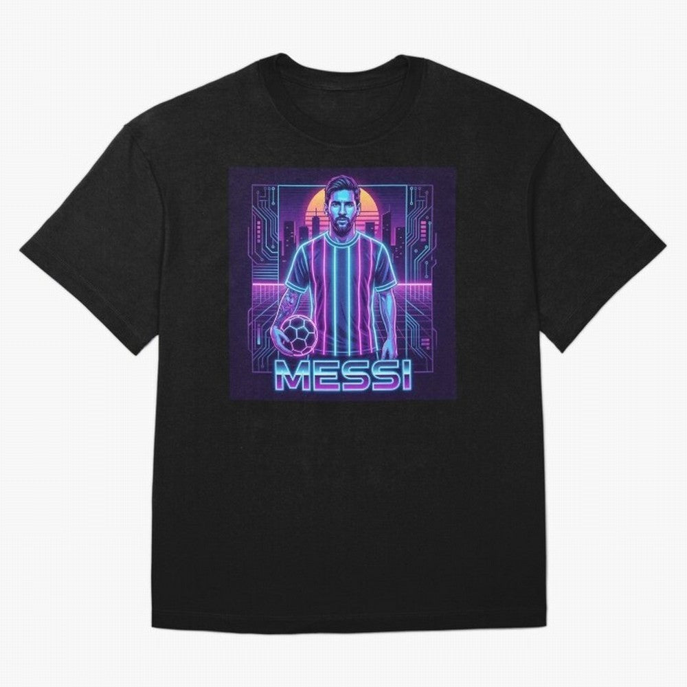 ?Argentina Football Legend Messi Cyberpunk Retro Futurist Design (Version 3) Classic T-Shirt Celebrate Classic Football Spirit in Match Day Hype around FIFA World Cup 2026, Haaland, Argentina, France and Brazil, Vintage Soccer Flavor, Modern