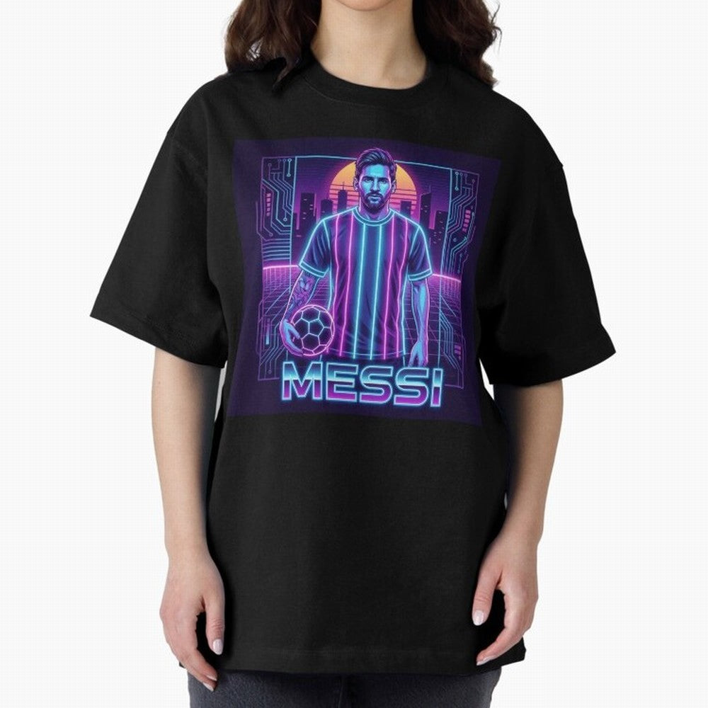 ?Argentina Football Legend Messi Cyberpunk Retro Futurist Design (Version 3) Classic T-Shirt Celebrate Classic Football Spirit in Match Day Hype around FIFA World Cup 2026, Haaland, Argentina, France and Brazil, Vintage Soccer Flavor, Modern