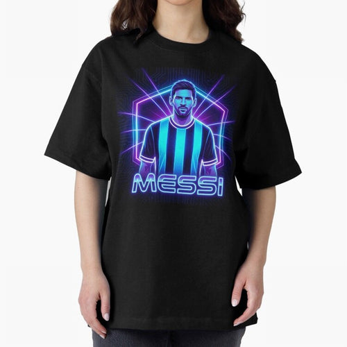 ?Argentina Football Legend Messi Cyberpunk Retro Futurist Design (Version 2) Classic T-Shirt Celebrate Classic Football Spirit in Global Football Passion for FIFA World Cup 2026 Group Stage, Highlighting Messi, Neymar and Mbappe, Argentina, Vintage