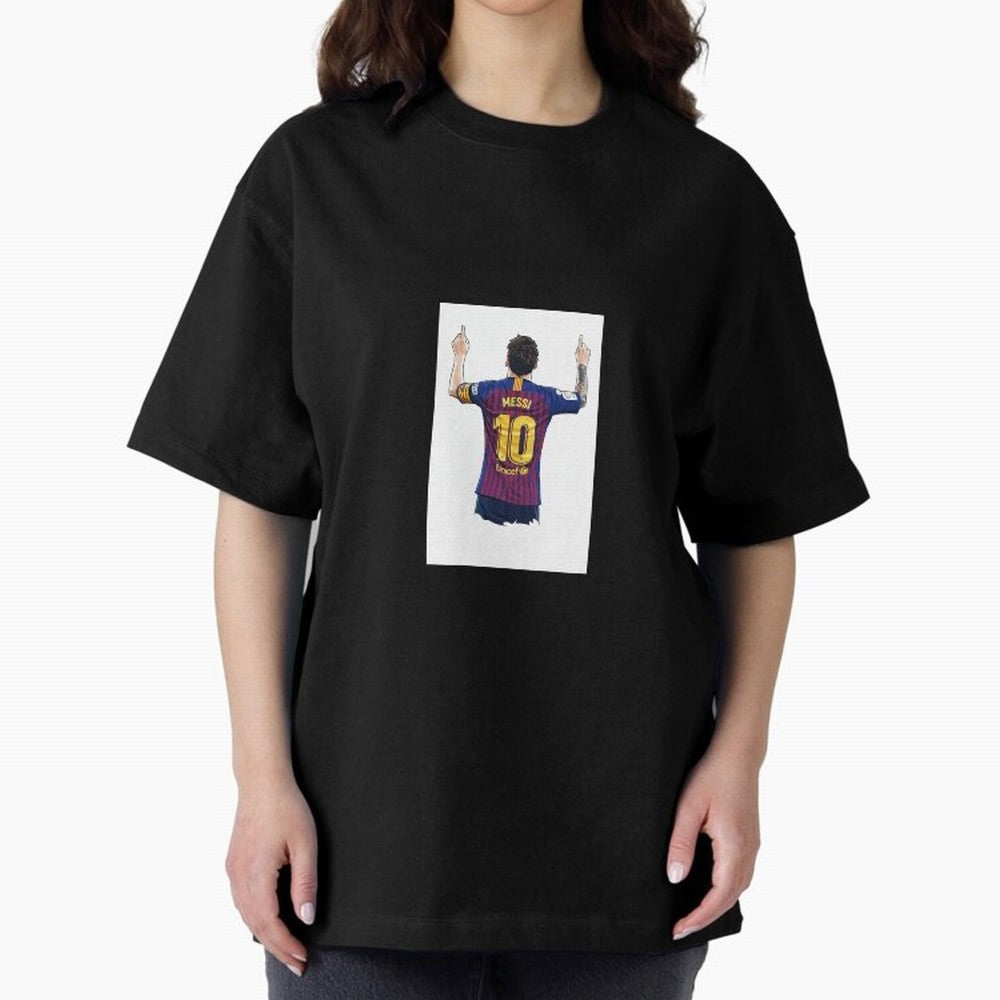 Lionel Messi Celebration Outline Barcelona FC Oversized T-Shirt Celebrate Global Passion for FIFA World Cup 2026 USA Canada Mexico Spirit, Filled with Netherlands, Cristiano Ronaldo, Global Supporter Spirit, Legendary Goals, National Colors and