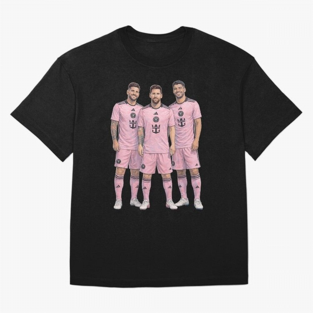 Messi, De Paul and Suarez Inter Miami artistic style ¨C MLS Soccer Oversized T-Shirt Celebrate Every Goal in FIFA World Cup 2026 for Fans of Neymar, Haaland and Cristiano Ronaldo and Argentina and Brazil, Bringing Champion Mindset, Group Stage