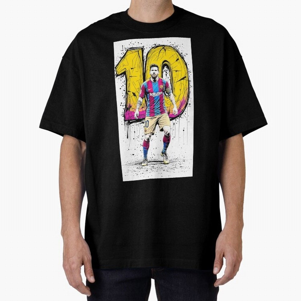 Lionel Messi Barcelona 10 Fan Art Oversized T-Shirt Bring Retro Soccer Energy to Match Day Hype around FIFA World Cup 2026 USA Canada Mexico, Haaland and Mbappe, England, Global Supporter Spirit, Legendary Goals, National Colors and Tournament