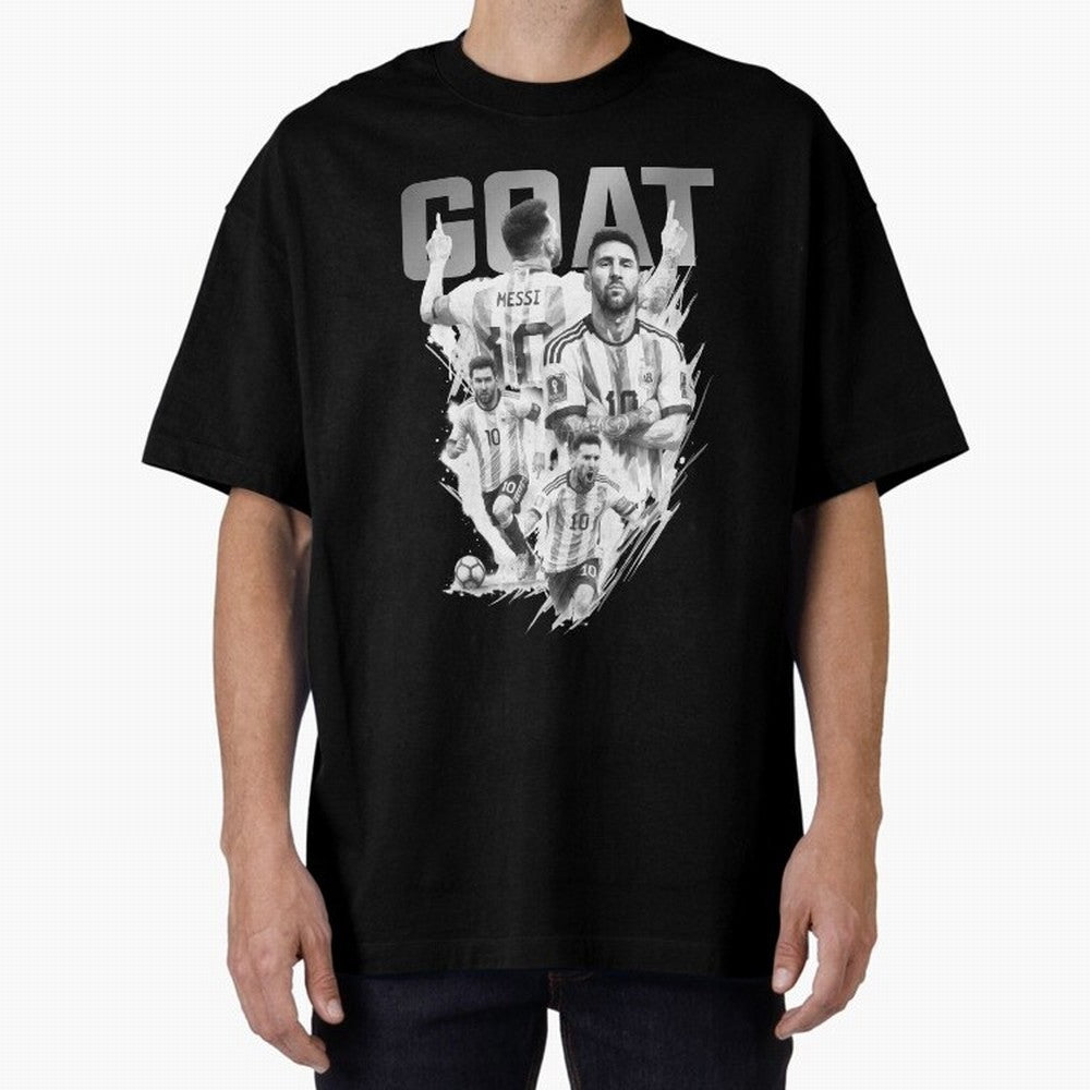 BLACK WHITE GOAT Lionel Messi watercolor illustration Classic T-Shirt Keep the Legacy of Match Day Hype around FIFA World Cup 2026, Haaland and Mbappe, Spain, Football History, Final Match Energy, Crowd Noise and Once in a Lifetime Moments; Great