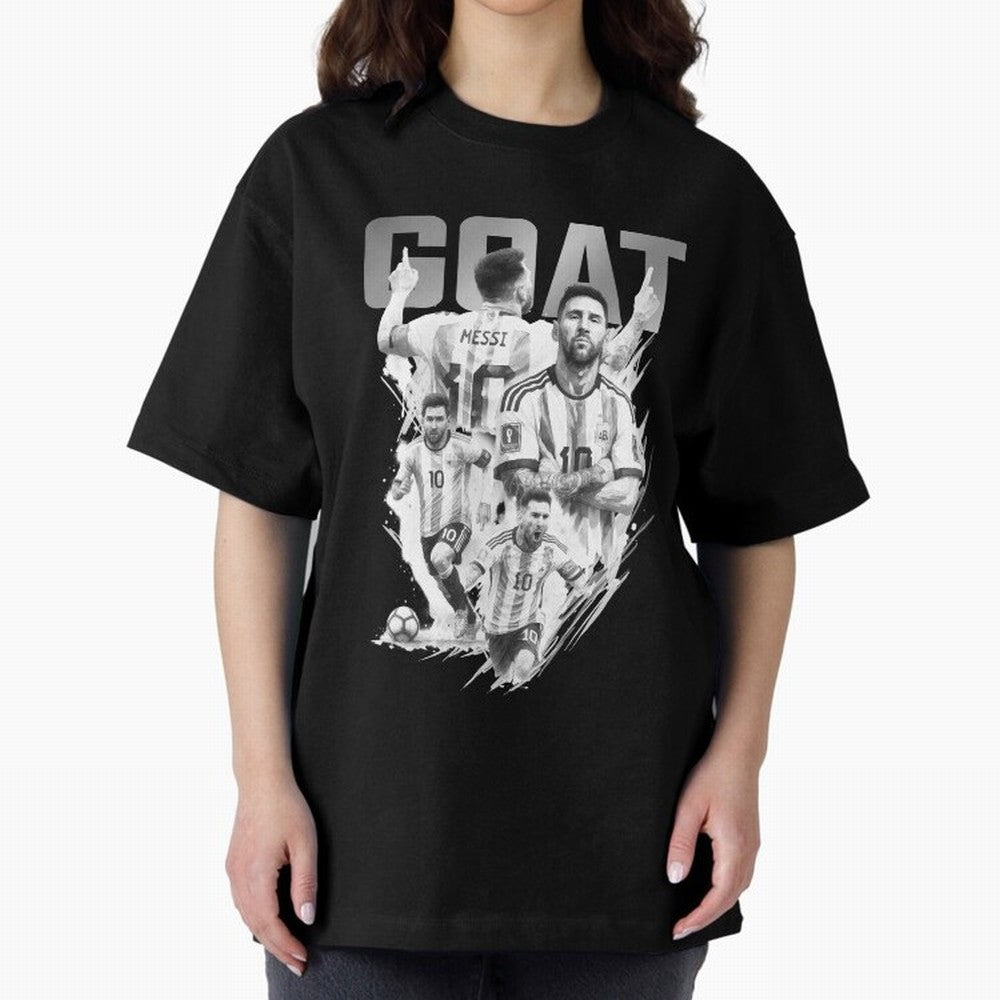 BLACK WHITE GOAT Lionel Messi watercolor illustration Classic T-Shirt Keep the Legacy of Match Day Hype around FIFA World Cup 2026, Haaland and Mbappe, Spain, Football History, Final Match Energy, Crowd Noise and Once in a Lifetime Moments; Great