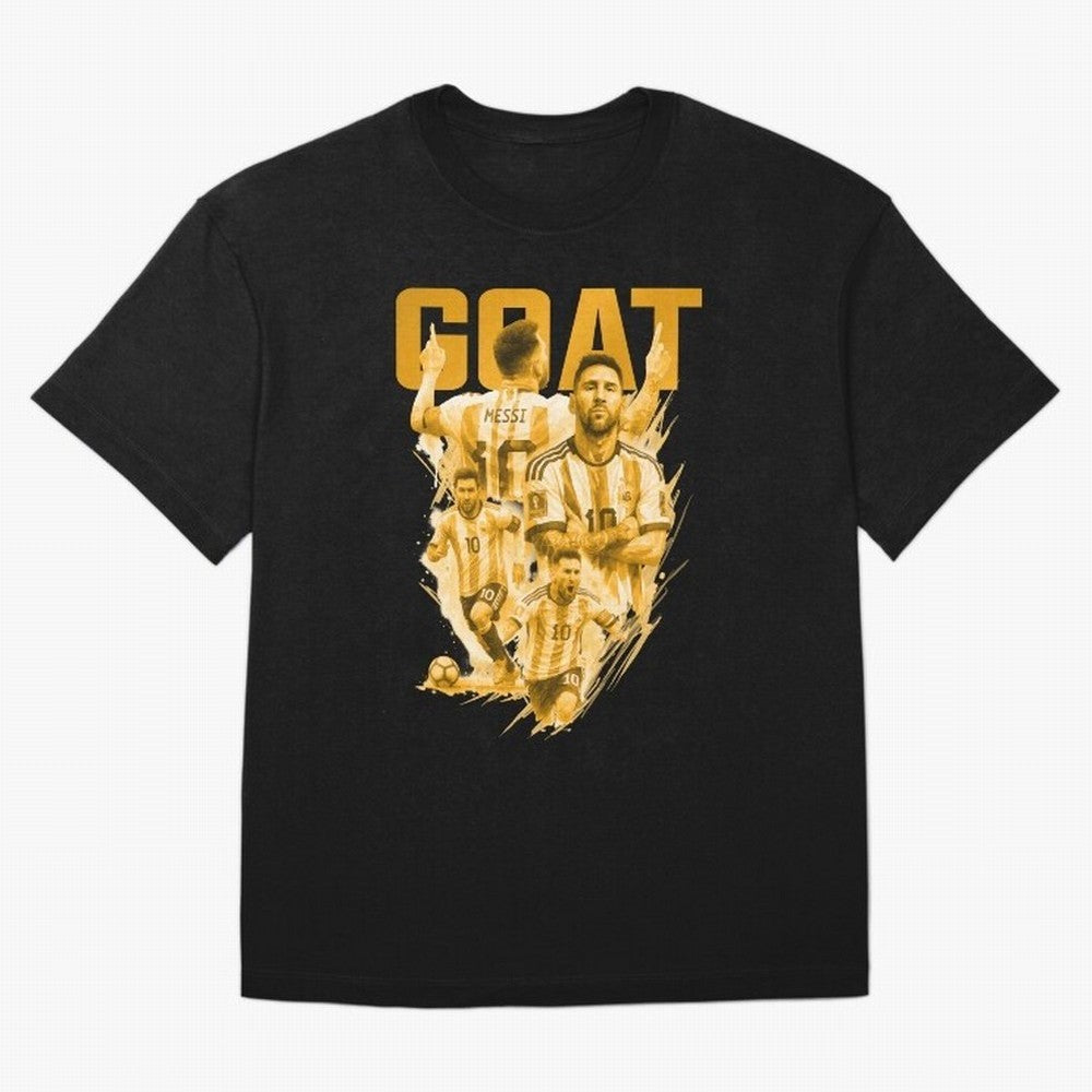 GOLD GOAT Lionel Messi watercolor illustration Oversized T-Shirt Feel the Heartbeat of FIFA World Cup 2026 Group Stage Spirit, Highlighting Argentina and Brazil, CR7, Sports Nostalgia, International Competition, Famous Players and Unforgettable
