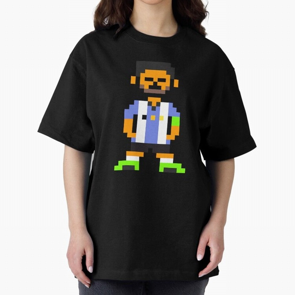 Pixel Pose Messi Oversized T-Shirt Join the Countdown to FIFA World Cup 2026 USA Canada Mexico for Fans of Cristiano Ronaldo and Portugal, Spain and Germany, Bringing Sports Nostalgia, International Competition, Famous Players and Unforgettable
