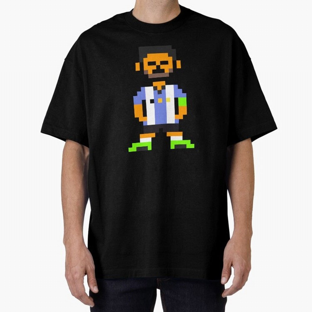 Pixel Pose Messi Oversized T-Shirt Join the Countdown to FIFA World Cup 2026 USA Canada Mexico for Fans of Cristiano Ronaldo and Portugal, Spain and Germany, Bringing Sports Nostalgia, International Competition, Famous Players and Unforgettable