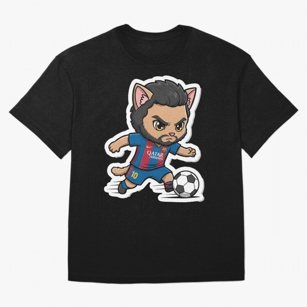 Fcb - Fc Barcelona | Cute Cat Messi with Jersey Barcelona Classic T-Shirt Follow the Final Road of FIFA World Cup 2026 Inspired by Haaland, France Energy, Football History, Final Match Energy, Crowd Noise and Once in a Lifetime Moments; Perfect for
