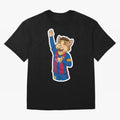 Fcb - Fc Barcelona | Cute Cat Messi with Jersey Barcelona Oversized T-Shirt Show Passion for the Stars of the FIFA World Cup 2026 Group Stage Journey through Messi and Cristiano Ronaldo Highlights, Argentina, France and Brazil Pride, Worldwide Fan