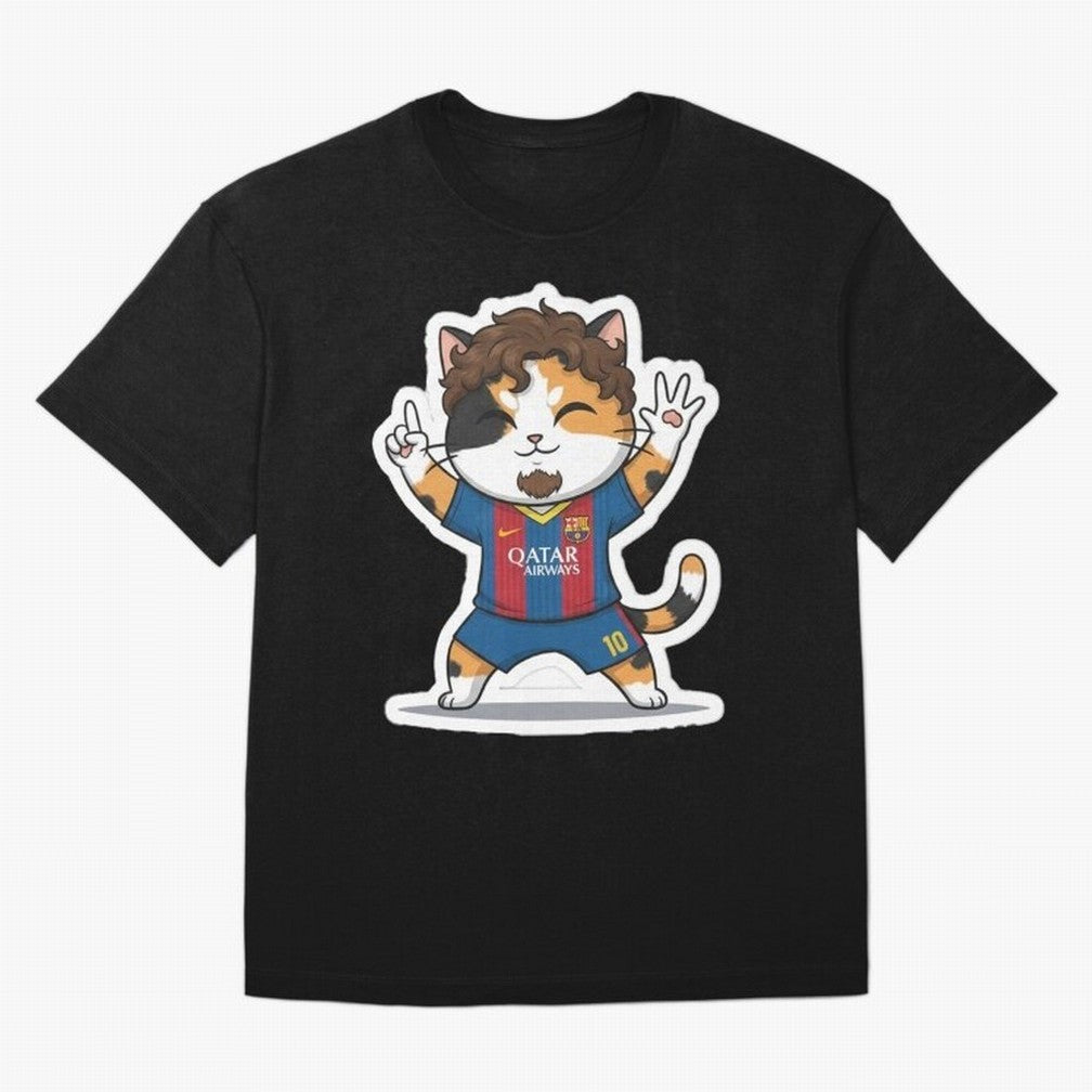 Fcb - Fc Barcelona | Cute Cat Messi with Jersey Barcelona Classic T-Shirt Stand Proud for Match Day Hype around FIFA World Cup 2026, Neymar, Haaland and Cristiano Ronaldo, France, Football History, Final Match Energy, Crowd Noise and Once in a
