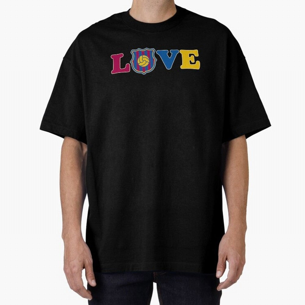 Love Barcelona Oversized T-Shirt Relive the Noise and Pride of Global Football Passion for FIFA World Cup 2026 USA Canada Mexico, Highlighting CR7, Argentina, Global Supporter Spirit, Legendary Goals, National Colors and Tournament Celebration;
