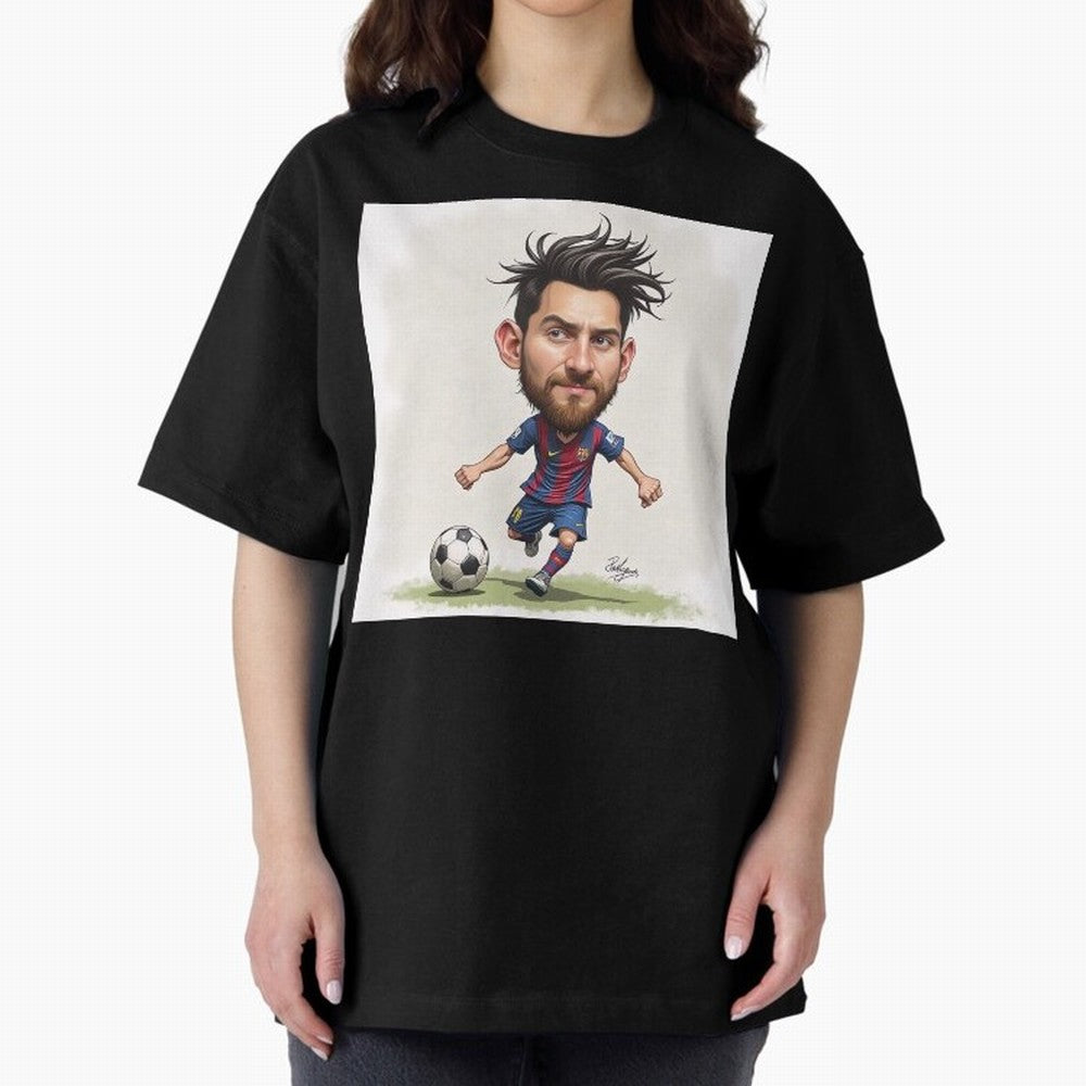 The Little Magician ¨C Caricature of Lionel Messi Oversized T-Shirt Relive Legendary Nights from Global Football Passion for FIFA World Cup 2026 USA Canada Mexico, with Haaland, Argentina, France and Brazil, Supporter Pride, Iconic Celebrations,