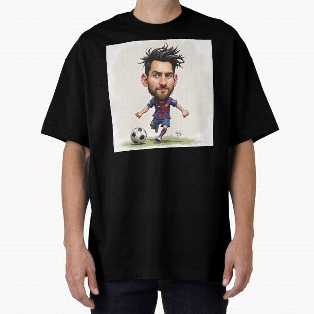 The Little Magician ¨C Caricature of Lionel Messi Oversized T-Shirt Relive Legendary Nights from Global Football Passion for FIFA World Cup 2026 USA Canada Mexico, with Haaland, Argentina, France and Brazil, Supporter Pride, Iconic Celebrations,