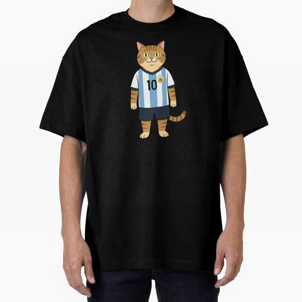 Lionel the Soccer Cat Oversized T-Shirt Feel International Energy from FIFA World Cup 2026 USA Canada Mexico Inspired by Messi, Germany Energy, Soccer Culture, Superstar Moments, National Team Dreams and Competitive Fire; Great for Supporters Who