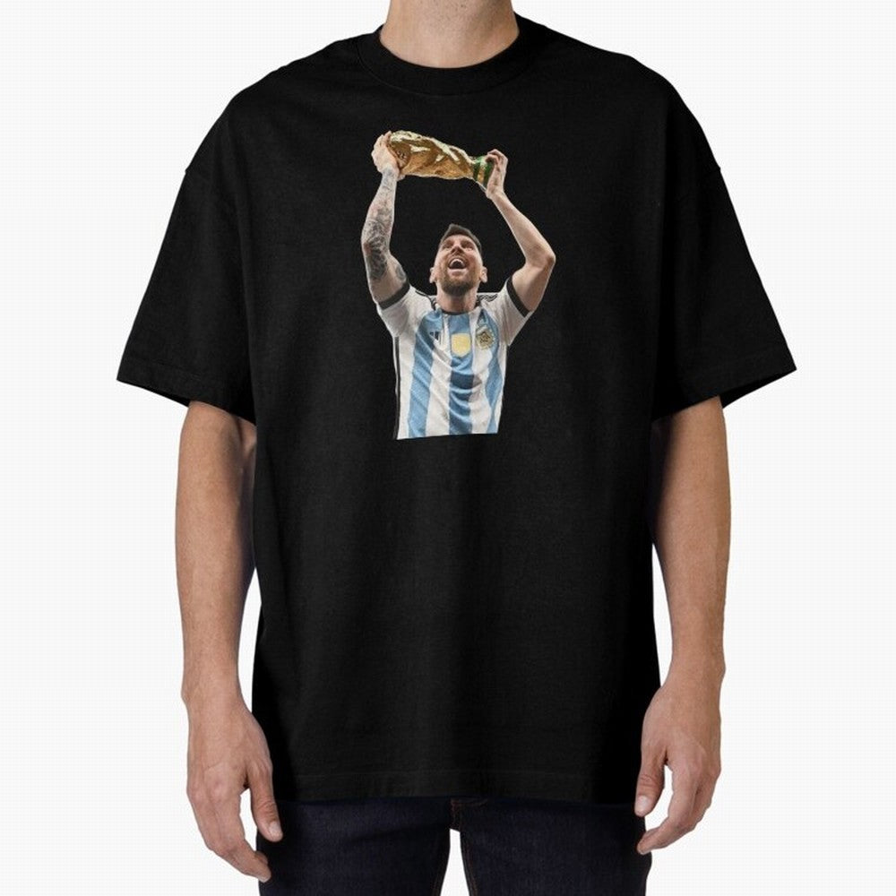 Lionel Messi lifting the World Cup Classic T-Shirt Follow the Final Road of FIFA World Cup 2026 with CR7 and Messi, Portugal Energy, Match Day Excitement, Supporter Culture, Golden Goals and Global Football Passion; Ideal for Fans Who Follow Messi,