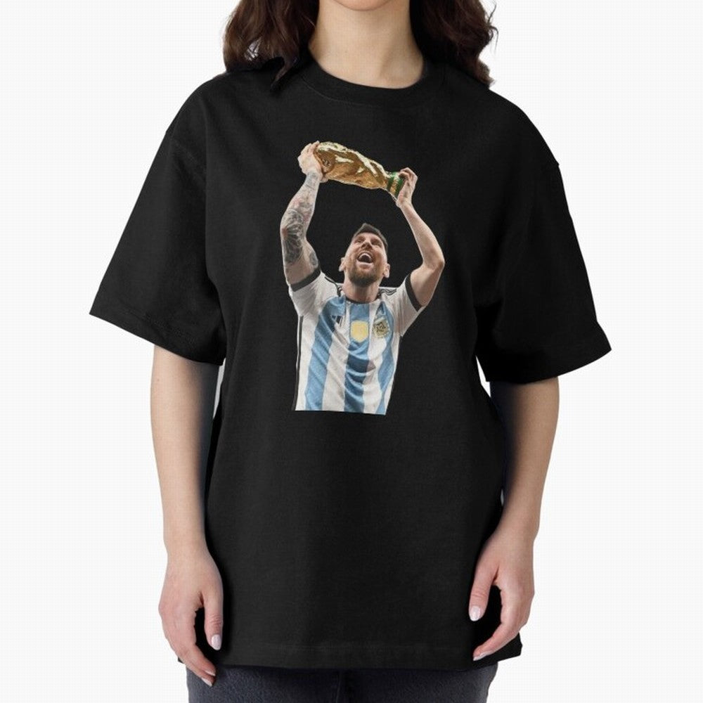 Lionel Messi lifting the World Cup Classic T-Shirt Follow the Final Road of FIFA World Cup 2026 with CR7 and Messi, Portugal Energy, Match Day Excitement, Supporter Culture, Golden Goals and Global Football Passion; Ideal for Fans Who Follow Messi,