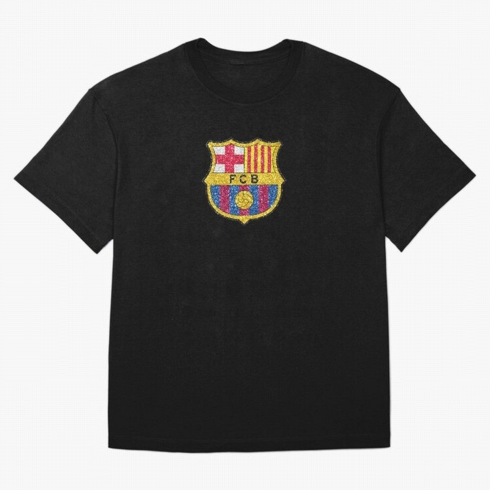 barca glitter logo Oversized T-Shirt Bring World Football Passion into FIFA World Cup 2026 Group Stage Connected to Messi, CR7 and Mbappe, England Energy, Football Festival Excitement, Trophy Ambitions, Country Rivalries and Star Player Buzz; Great
