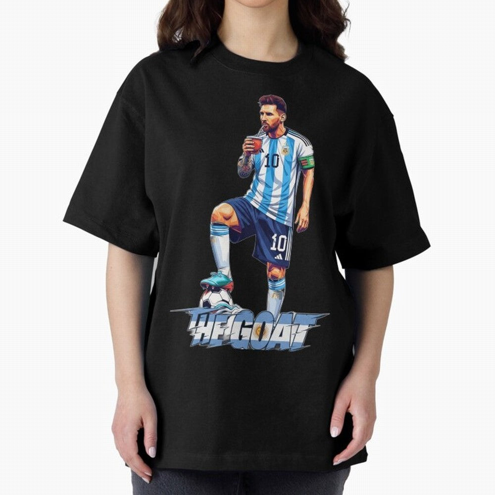 Messi Illustrated Style Drinking Mate ¨C Unique Design by The Goat Classic T-Shirt Back Your Heroes with the FIFA World Cup 2026 USA Canada Mexico Journey through Cristiano Ronaldo Highlights, England, France and Netherlands Pride, Sports