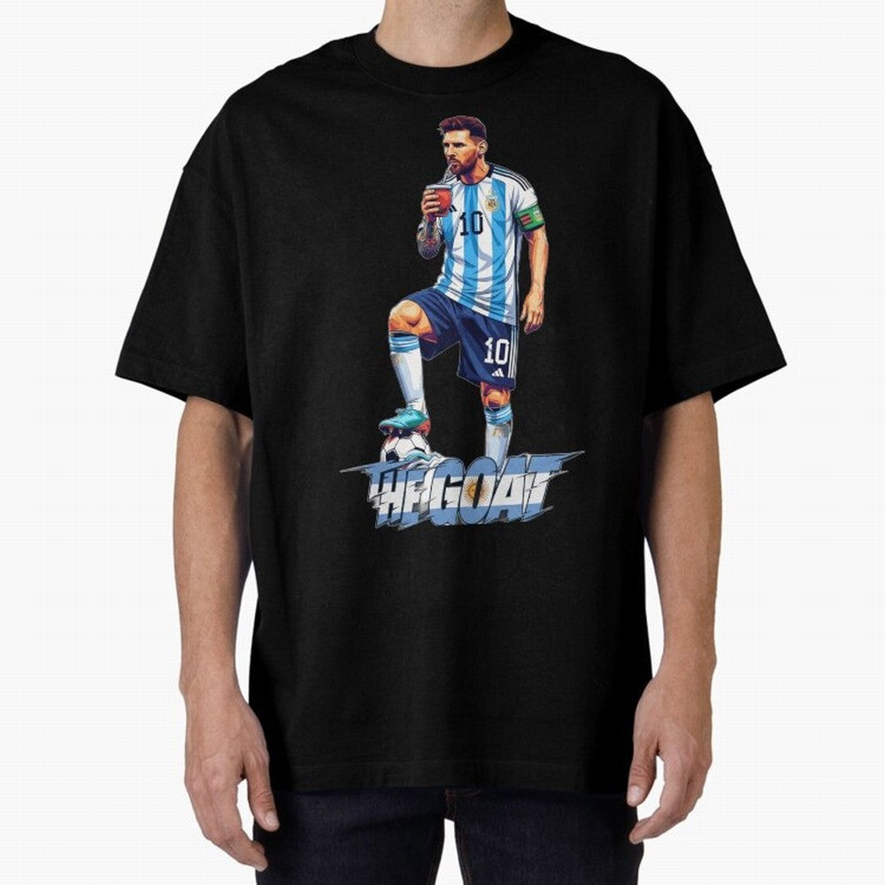 Messi Illustrated Style Drinking Mate ¨C Unique Design by The Goat Classic T-Shirt Back Your Heroes with the FIFA World Cup 2026 USA Canada Mexico Journey through Cristiano Ronaldo Highlights, England, France and Netherlands Pride, Sports