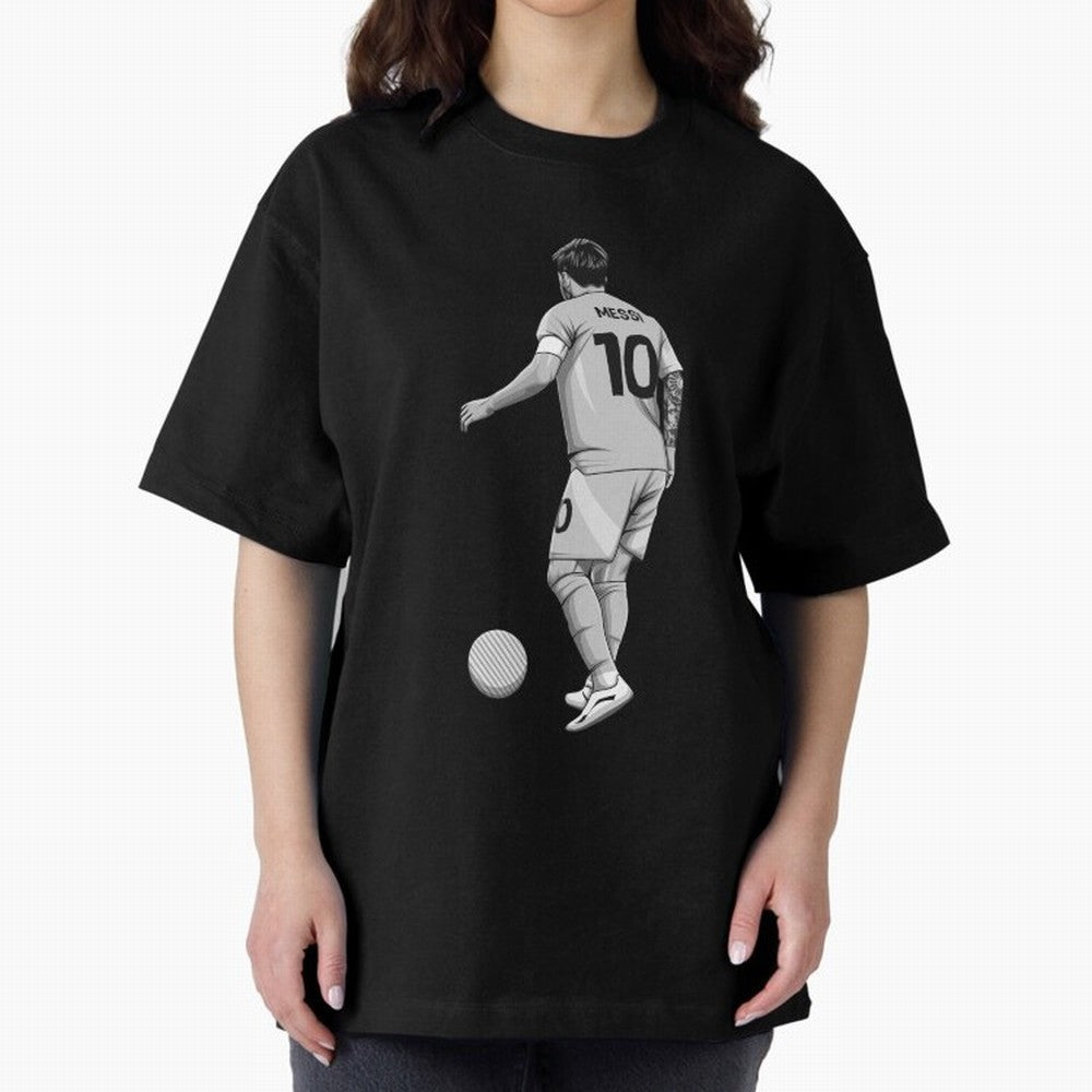 Lionel Messi Black and White Version Classic T-Shirt Honor Football Greatness during Match Day Hype around FIFA World Cup 2026 Group Stage, Mbappe and Neymar, France and Portugal, Global Supporter Spirit, Legendary Goals, National Colors and
