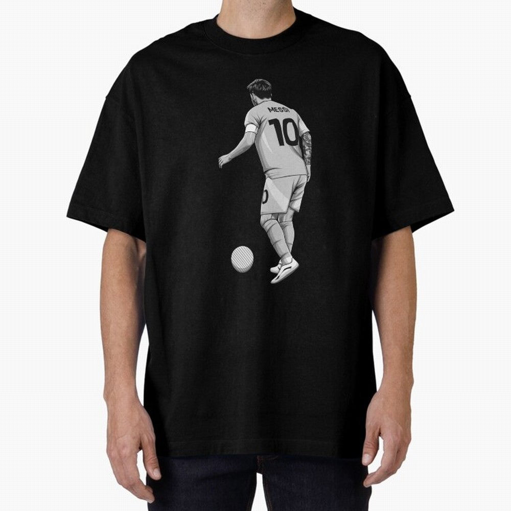 Lionel Messi Black and White Version Classic T-Shirt Honor Football Greatness during Match Day Hype around FIFA World Cup 2026 Group Stage, Mbappe and Neymar, France and Portugal, Global Supporter Spirit, Legendary Goals, National Colors and