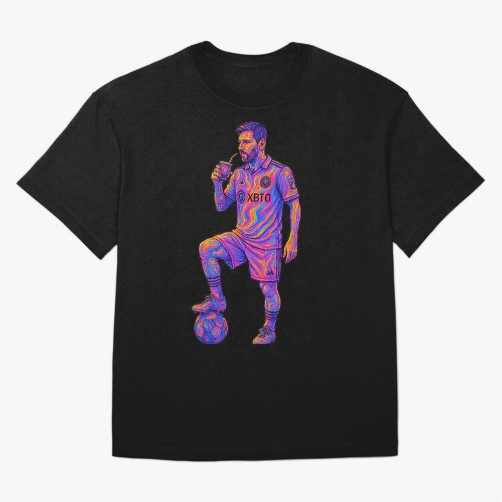 Messi Mate Vibes: Psychedelic Art by the GOAT Inter Miami Classic T-Shirt Celebrate Football Heritage in Match Day Hype around FIFA World Cup 2026, Neymar, Portugal, Spain and Germany, Worldwide Fan Energy, Dramatic Goals, Stadium Lights and