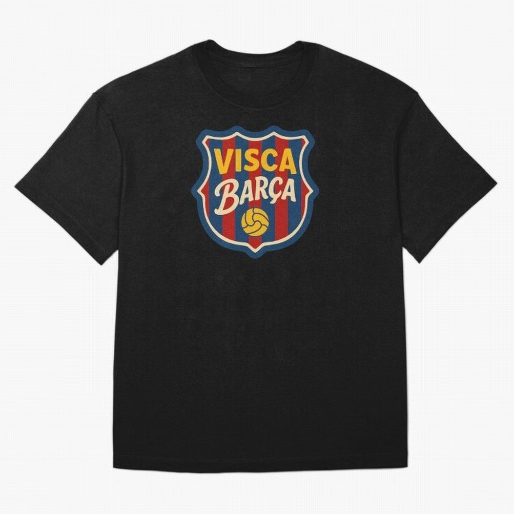 FC Barcelona Visca Barca Badge Classic T-Shirt Keep the Match Day Mood of Match Day Hype around FIFA World Cup 2026 Group Stage, Mbappe, Portugal, Championship Spirit, Famous Goals, Roaring Crowds and International Football Unity; Perfect for Fans,