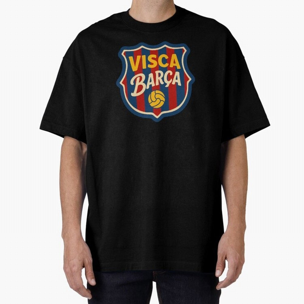 FC Barcelona Visca Barca Badge Classic T-Shirt Keep the Match Day Mood of Match Day Hype around FIFA World Cup 2026 Group Stage, Mbappe, Portugal, Championship Spirit, Famous Goals, Roaring Crowds and International Football Unity; Perfect for Fans,
