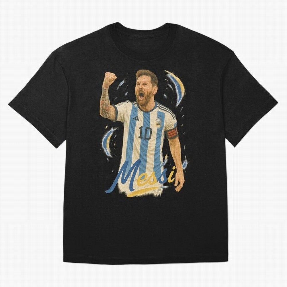 Lionel Messi Argentina Art ¨C Iconic World Cup Champion Tribute Design	 Oversized T-Shirt Make Game Day About FIFA World Cup 2026 Group Stage for Fans of Neymar, Haaland and Cristiano Ronaldo and Argentina, France and Brazil, Bringing Stadium