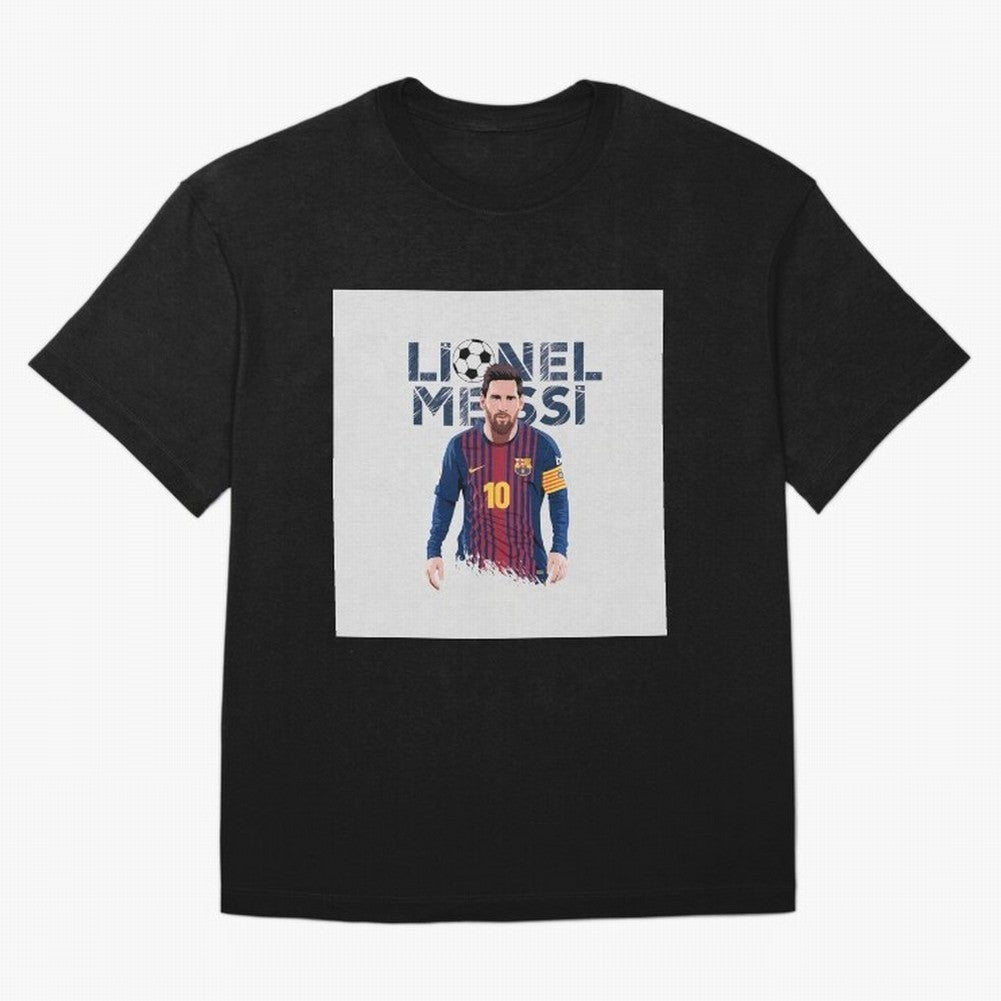 Stylized Lionel Messi Barcelona Illustration ¨C Iconic Football Artwork Oversized T-Shirt Join Global Football Passion for FIFA World Cup 2026 Group Stage, Driven by Haaland and Mbappe, Argentina, France and Brazil, Tournament Hype, Historic